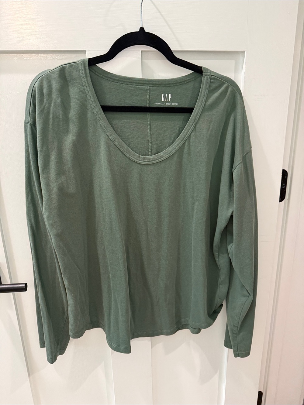 GAP Relaxed Long Sleeve Scoop Neck Top — Sage Green